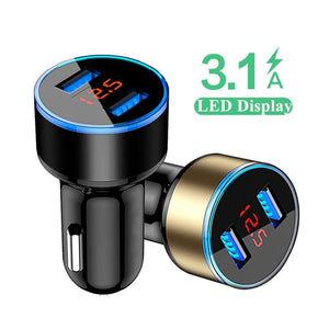 3.1A LED Display Dual USB Car Charger