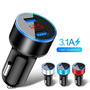 3.1A LED Display Dual USB Car Charger