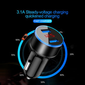 3.1A LED Display Dual USB Car Charger